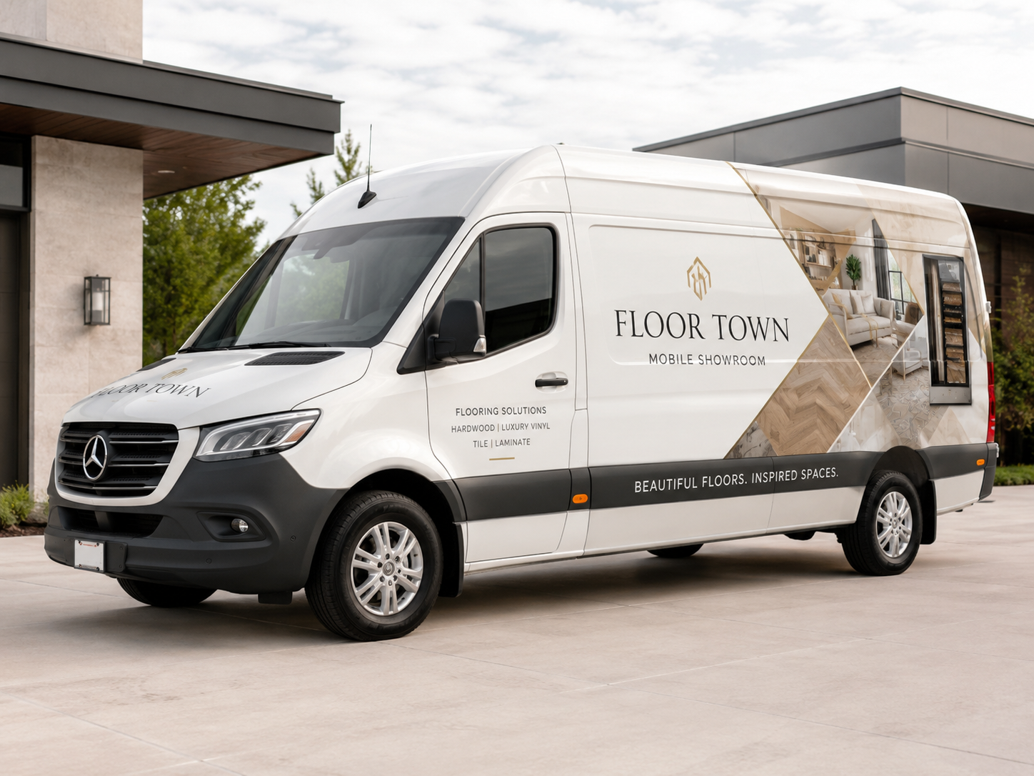 Exterior of the Floor Town mobile showroom van